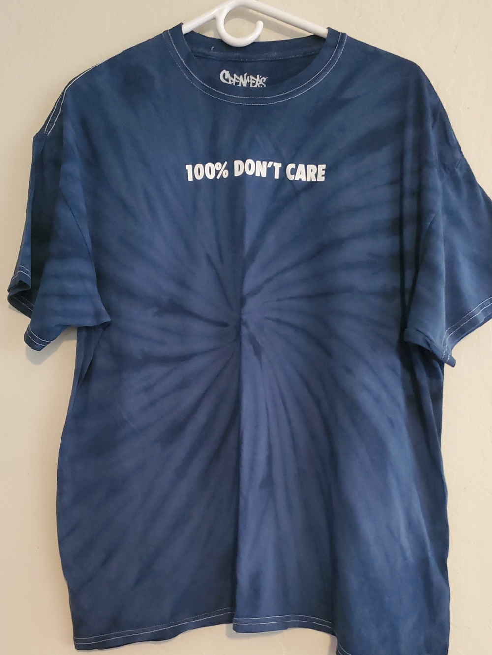 Spencer's Navy Tie-Dye "100% DON'T CARE" Graphic Tee
